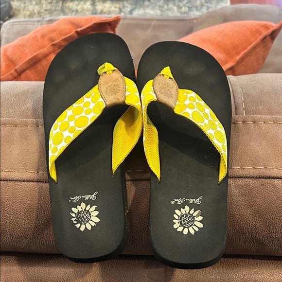 Yellow Box Polka Dot Flip Flops - Picture 1 of 3